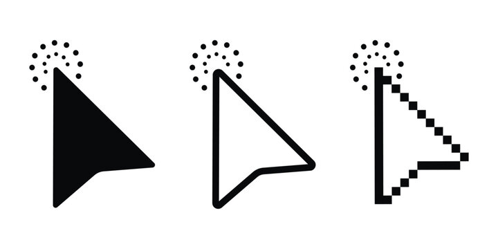 Click touch cursor icon, Computer mouse click cursor arrow icons set. Hand cursors icons click set. Pointer click icon. Loading icon.