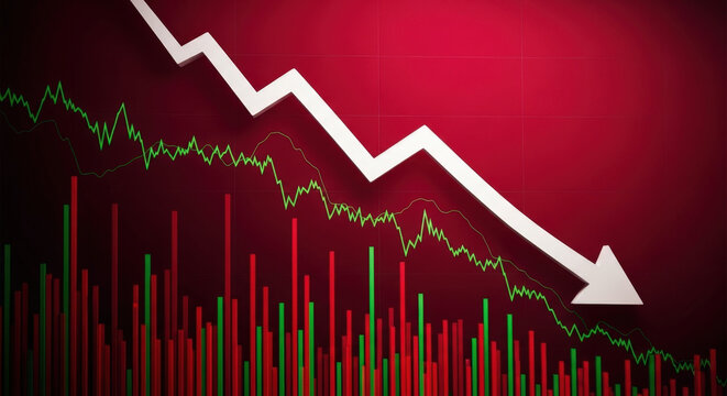Financial Market Crash Bear Market Stock Downturn Loss Concept Crisis Economic Recession Declining Graph Arrows Downtrend Investment