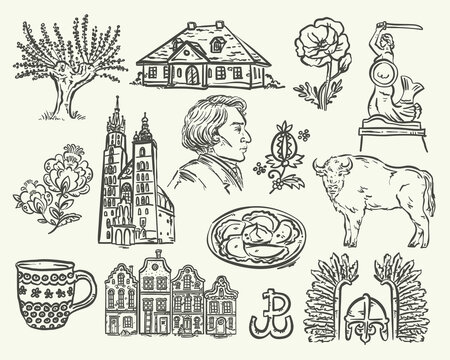 Poland Whimsical hand drawn Set of illustrations	
