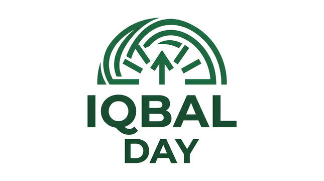 Iqbal day green logo with arrow