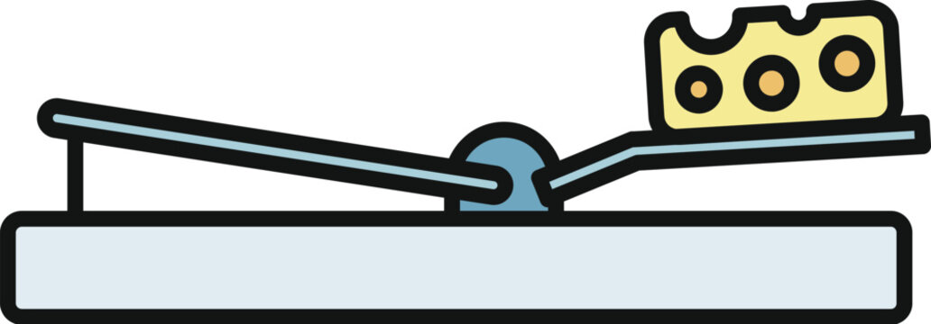 Simple mousetrap mechanism holding a piece of cheese as bait for rodents