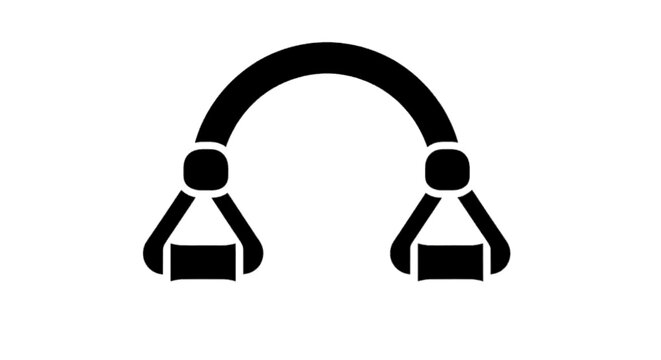Minimal black silhouette icon, simple flat vector, bold black shape, no, no shading resistance band with handles icon, fitness equipment for exercise and training on a, flat icon style