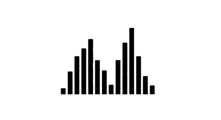 Fototapeta premium Minimal black silhouette icon, simple flat vector, bold black shape, no, no shading abstract sound wave equalizer bars icon on a, flat icon style