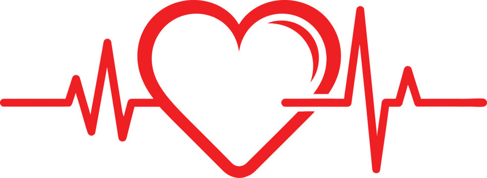 Red heart shape with an ekg pulse line symbol for medical health and cardiology concepts Vector