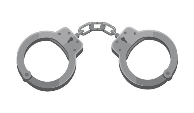 Metal handcuffs realistic vector illustration isolated on white background