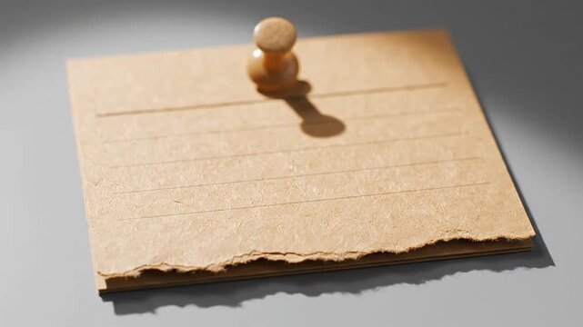 Blank brown paper note with a pushpin for important reminders, to-do lists, and conceptualizing ideas. Enhances productivity, organization, and efficient planning for business and personal tasks.