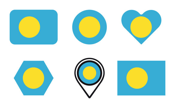 palau flag icon set for travel apps, map markers and patriotic vector country symbol collection