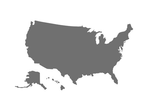 Vector illustration of a map of the United States of America isolated on a transparent background.