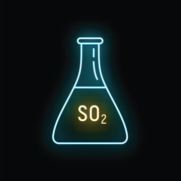 Chemistry flask glowing with so2 chemical formula for scientific research
