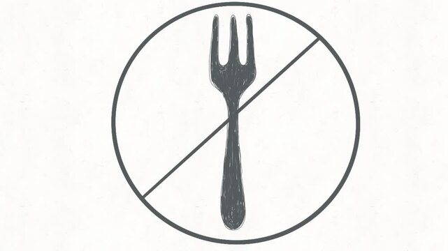 
No Fork Sign Icon with Crossed Fork Symbol