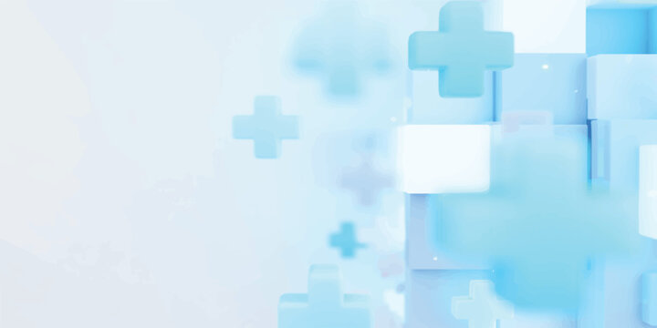 Abstract blue background with squares forming a 3D jigsaw puzzle pattern that represents a business solution, connection, and success