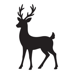 Fototapeta premium Reindeer Silhouette: A striking silhouette of a reindeer with impressive antlers stands majestically, a symbol of winter wilderness and holiday spirit.