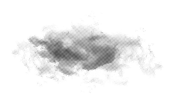 Black halftone dot pattern fragment as transparent cutout
