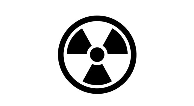 Minimal black silhouette icon, simple flat vector, bold black shape, no, no shading radioactive hazard symbol icon, radiation warning sign on a, flat icon style