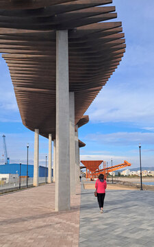 Reconstructed modern pier structure at Puerto de Sagunto Spain