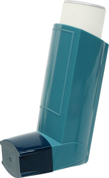 Asthma inhaler isolated on white background
