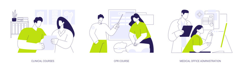 Fototapeta premium Healthcare courses isolated cartoon vector illustrations se
