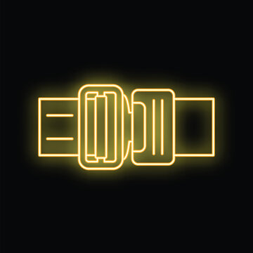 Car seat belt neon icon illuminating vehicle safety and protection