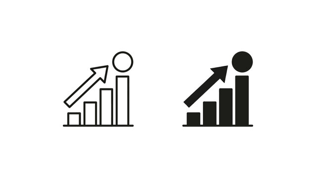 Growth chart with upward arrow and human figure icon