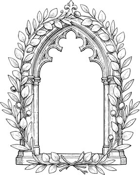 Arch Gothic Botanical Frame