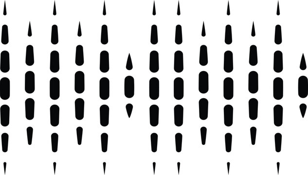 Abstract black and white pattern of vertical lines and ovals