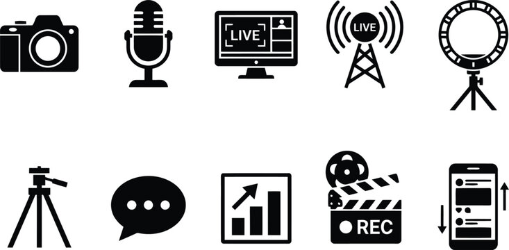 Content creation icons set, vector illustration