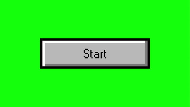 Set of animated start button icons for gaming and software applications on green screen