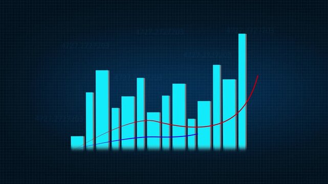 Modern bar chart tracks positive corporate growth trends. Commercial bar chart displays rising stock market analytics data. Financial success with digital bar chart.