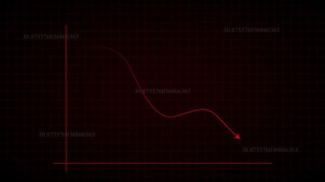 Modern line graph displays falling investment market trends. Technical line graph monitors negative corporate revenue data. Financial crisis concept with digital line graph.
