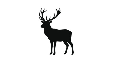 Fototapeta premium Deer silhouette against a white background simple black graphic