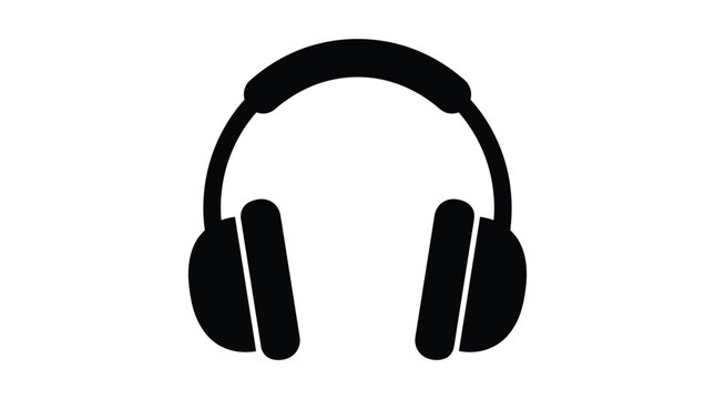 Headphones Silhouette On White Background Minimalist Design