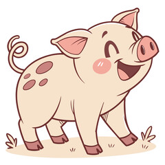 Cute happy pig cartoon character illustration with character livestock illustration cheerful adorable domestic © Hosen