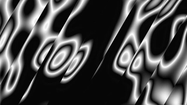 Liquid glass fractal animation background. White and black wave motion on lines and glossy light reflection. Liquid metal. Motion Design.