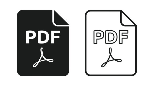 Pdf Document Icon Set Black And White Flat Design