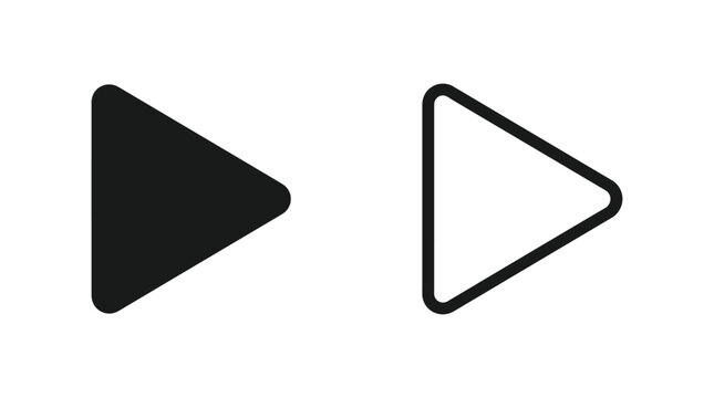 Play button icons black filled and outline style on white background