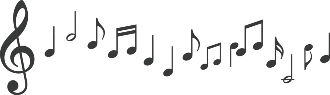 Elegant musical notation illustration featuring treble clef rhythmic notes melody composition and classical sound harmony