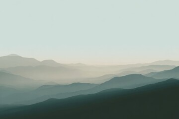 Naklejka premium Serene layers of misty mountains at dawn