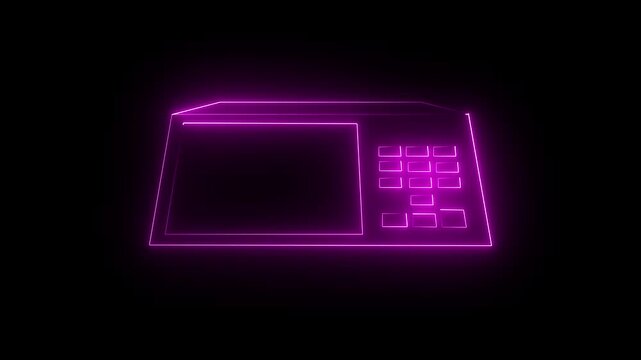 Neon pink  color Electoral Urn icon animation on black background. Electronic machine voting urn icon