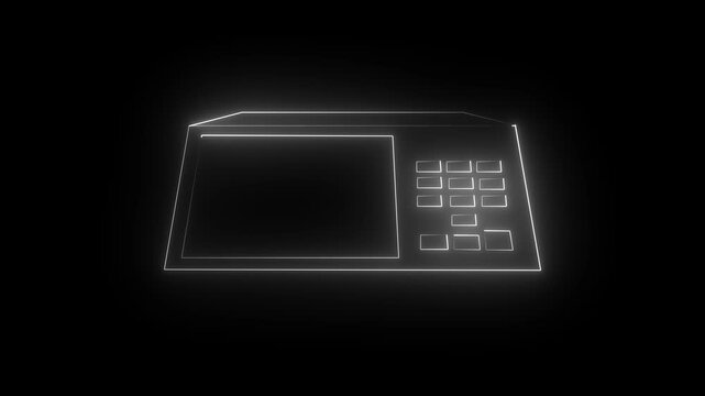 Neon white color Electoral Urn icon animation on black background. Electronic machine voting urn icon