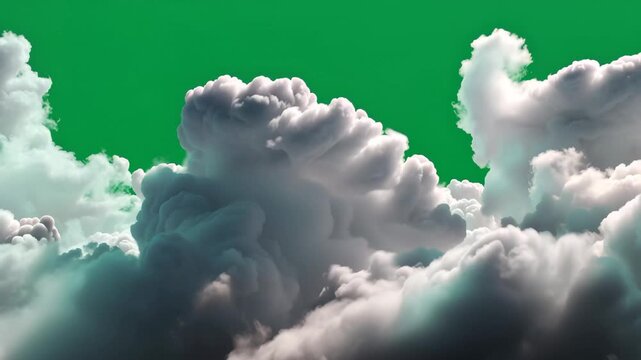 Dramatic Cumulus Clouds Moving Across Green Screen Sky with Cinematic Lighting