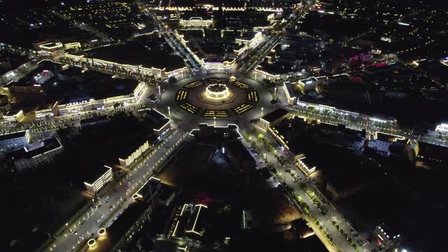 Aerial Drone  Night Raw Footage of Tekes Bagua City, Xinjiang, China