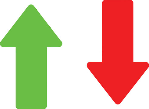 Green arrow pointing up and red arrow pointing down icons Vector