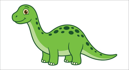 Green brontosaurus illustration with dark spots isolated on a white background © vector desgins 