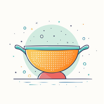 Stylized illustration of an orange colander with handles
