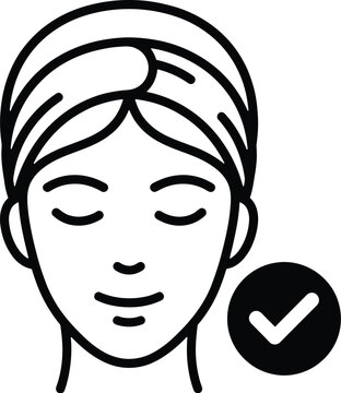 Woman face with closed eyes and headband for skincare and wellness website use