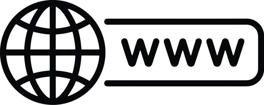 Website icon featuring globe and URL for web design and development