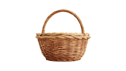 Obraz premium Wicker Basket Isolated on White Background - Empty Woven Wood Picnic or Gift Basket Cut Out