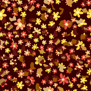 Leopard print with flowers and leaves. Design for leopard print textile fabric. Suitable for fashion