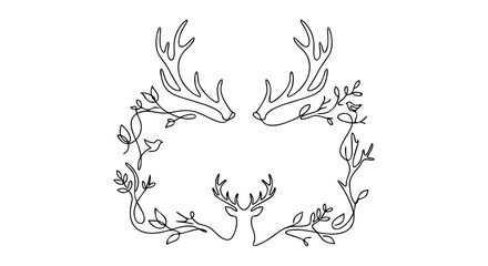 Deer antler forest woodland frame © evavynnyk