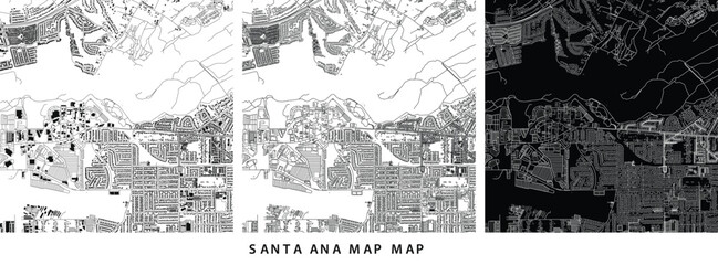 Obraz premium Santa Ana City Map Art Vector. Minimalist Urban Street Plan Layout